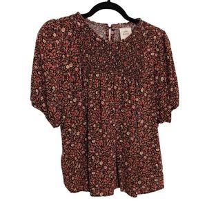 Knox Rose Pink Floral Print Top Size Medium